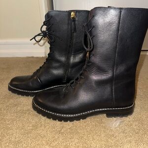 J. Crew Gwen Lace-up Lugsole Black Ankle Boots